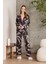 Saten Desenli Pijama Takımı - 1230 1
