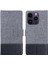 iPhone 15 Pro Canvas Pu Deri Bir Ekleme Kılıfı Stand Cüzdan Koruyucu Telefon Kapağı (Yurt Dışından) 2