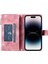 iPhone 15 Pro Deri Kılıf Kart Yuvaları Zipper Cep Stand Telefon Kapağı Kayış (Yurt Dışından) 3