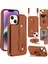 iPhone 15 Kart Tutucu Kabuğu, Kickstand Case Pu Deri Kaplamalı Tpu Telefon Kapağı Kayışlı (Yurt Dışından) 1