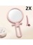 Pembe 2x 2/5/10X Büyüteç El Aynası Çift Taraflı Büyütme Süper Net Makyaj Aynası Kompakt Taşınabilir Seyahat Kolu Ayna (Yurt Dışından) 2