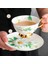 D1 Pastoral Çiçek Kemik Çini Kahve Fincan Seti Lüks Porselen Bardak Çay Seti Seramik Süt Kupa Tabağı Kaşık Cafe Parti Drinkware (Yurt Dışından) 3