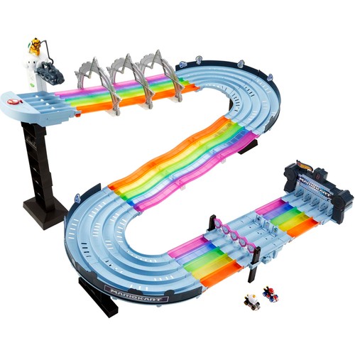 Hot Wheels Mario Kart Gökkuşağı Yolu Seti, Işıklı, Sesli, 2 Adet 1:64 Ölçekli Arabası ile 2,5 mt Uzunluğundaki Pist Seti GXX41