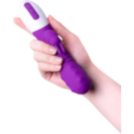 Ada marketing Klitoral Uyarıcılı Vibratör Mor Renkli 21,5 cm Titreşimli Dildo ve Cinsel Oyuncak
