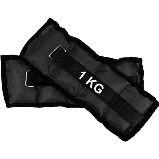 Jet El ve Ayak Bilek Ağırlığı 2x1 kg Kum Torbası Korsesi Ağırlık Kas Güçlendirmek Pilates 1kg Siyah Set
