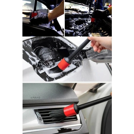 Sin@rasta Oto Araç Detaylı Temizlik Fırça Seti 5'li Oto Araba Yıkama Klima Temizleme Fırça Takımı