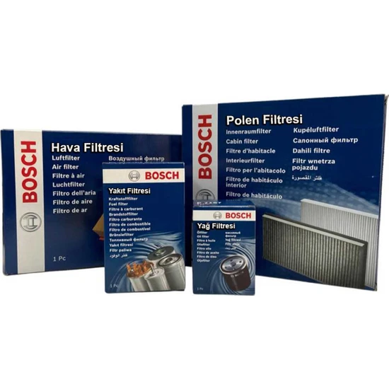 Bosch Skoda Karoq 1.6 Tdı Dizel Bosch Filtre Bakım Seti Hava+Yağ+Yakıt+Standart Polen