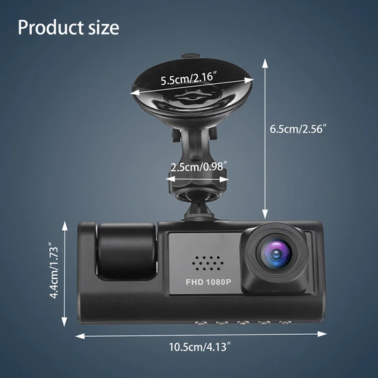 Sagrado Araba Dvr Hd 1080P 3-Lens Araç Içi Araç Kamerasıüç Yönlü Kamera Dvr'ler Kaydedici Video Kayıt Cihazı Araç Kamerası Kamera (Yurt Dışından)