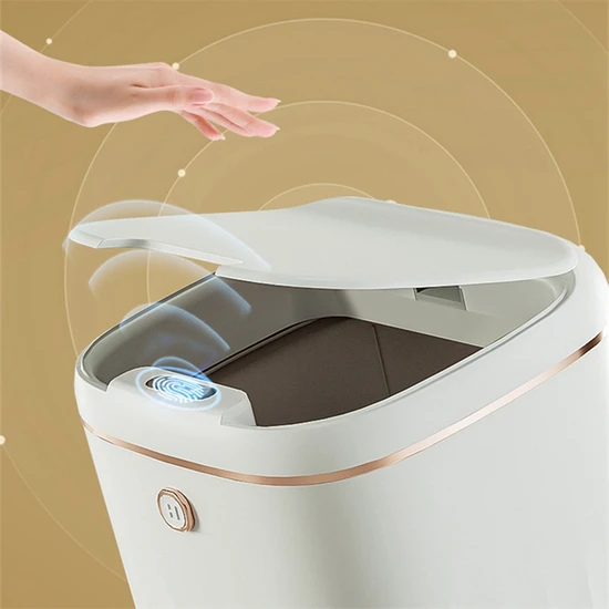 Sagrado 20L Akıllı Çöp Kutusu Otomatik Su Geçirmez Elektrikli Atık Mutfak Banyo Tuvalet Otomatik Sensörlü Çöp Kutusu-Beyaz (Yurt Dışından)