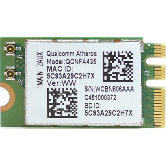Carte WiFi + Bluetooth NGFF (M.2) Qualcomm Atheros QCA9377 / QCNFA435 - Double Bande 2.4G/5G, Bluetooth 4.1