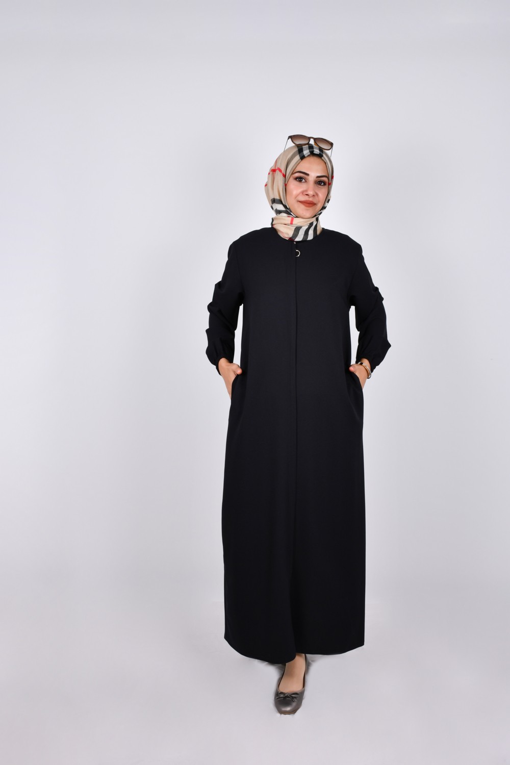 Oktayusta Collection Sade Günlük Tam Boy Gizli Patlı Ferace görsel 7