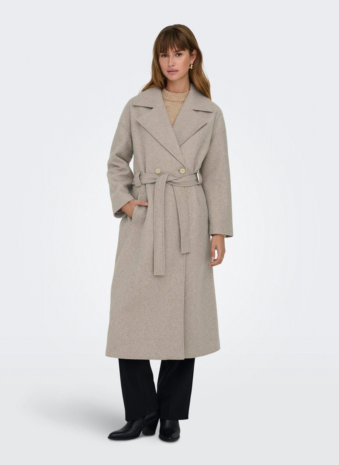 Only Kum Kadın Kaban Onlıngrıd Oversızed Belted Coat cc
