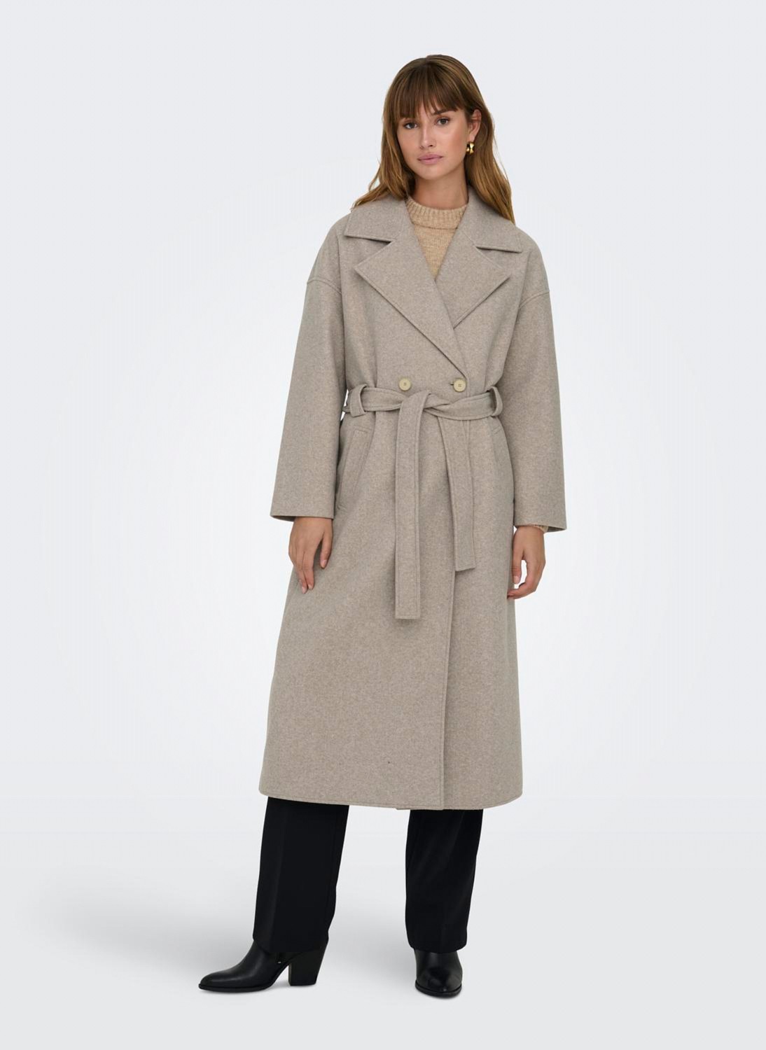 Only Kum Kadın Kaban Onlıngrıd Oversızed Belted Coat cc görsel 3