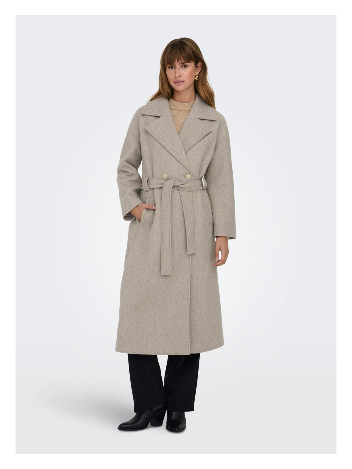 Only Kum Kadın Kaban Onlıngrıd Oversızed Belted Coat cc