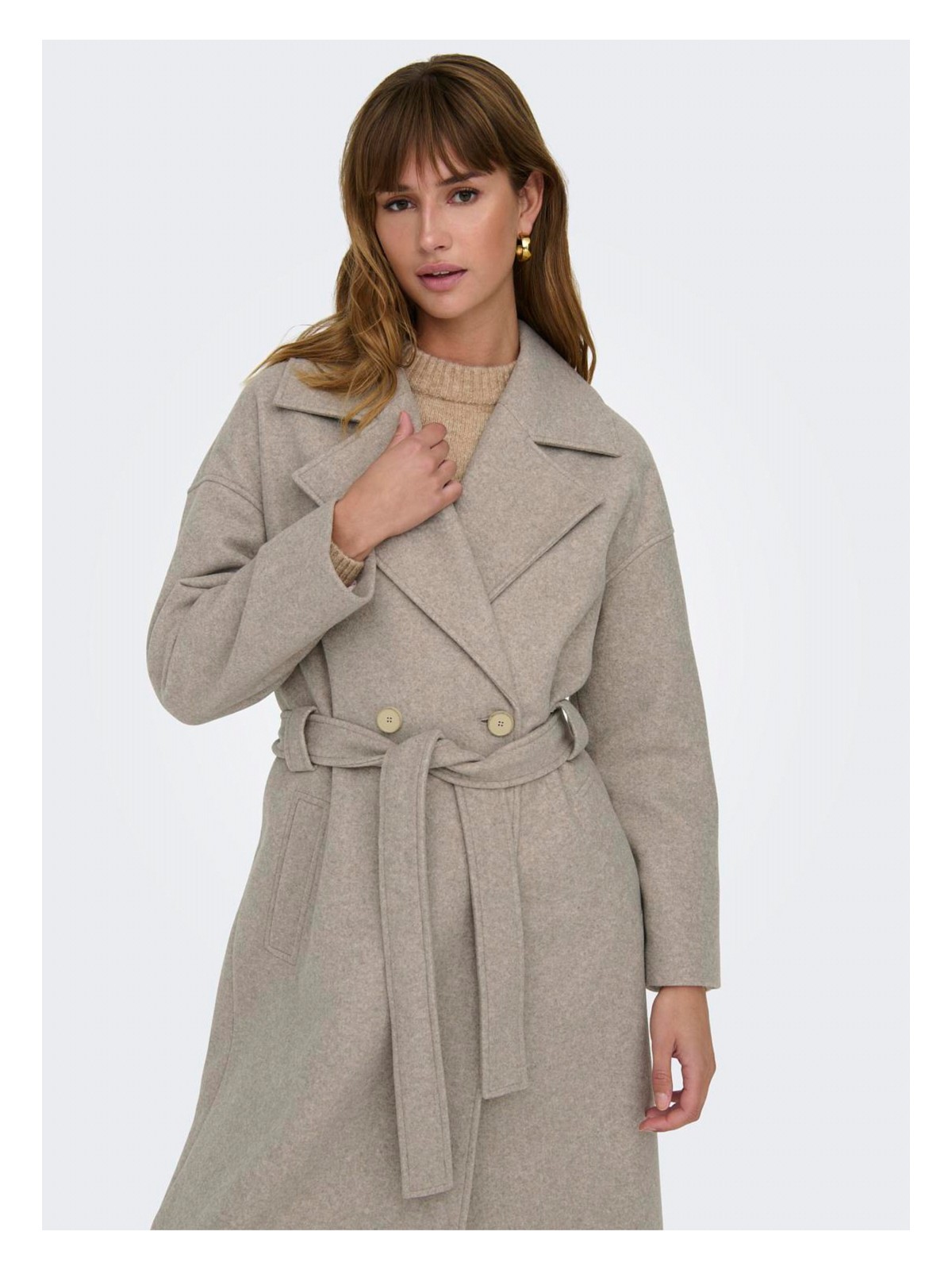 Only Kum Kadın Kaban Onlıngrıd Oversızed Belted Coat cc - Görsel 2
