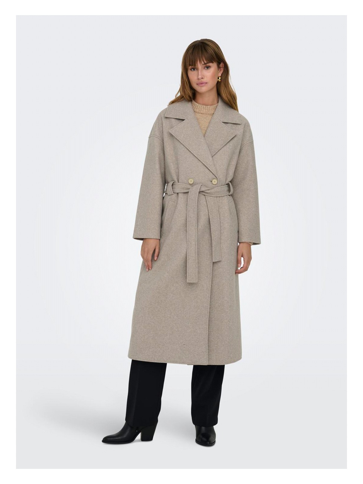 Only Kum Kadın Kaban Onlıngrıd Oversızed Belted Coat cc - Görsel 3