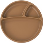 OiOi Silikon Vakum Tabanlı Tabak 6+ Ay İçin Toksik Olmayan Woody Brown 3 Bölmeli