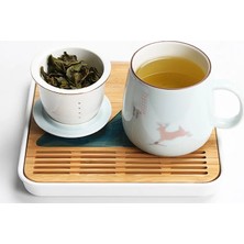 H Seramik Filtre Çay Fincanı Basit Büyük Kapasiteli Çift Drinkware Ev Kahve Kapaklı Kupa Porselen Ofis Çay Ayırma Fincan (Yurt Dışından)