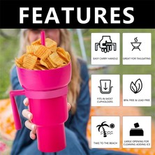 Açık Turuncu 2 In 1 Snack Bowl Içecek Pipetli Bardak Taşınabilir Stadyum Tumbler Renk Değişimi Sıçramaya Dayanıklı Sızdırmaz Taşınabilir Snack Konteyner Yeni (Yurt Dışından)