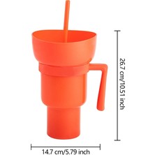 Açık Turuncu 2 In 1 Snack Bowl Içecek Pipetli Bardak Taşınabilir Stadyum Tumbler Renk Değişimi Sıçramaya Dayanıklı Sızdırmaz Taşınabilir Snack Konteyner Yeni (Yurt Dışından)