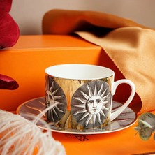 C Iskandinav Lüks Altın Kaplama Kahve Kupa Yaratıcı Kedi Seramik Çay Bardağı Yüksek Kaliteli Vintage Seramik Bardak Tabakları Çevre Dostu (Yurt Dışından)