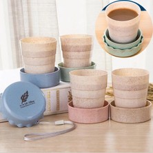 Pembe 130 ml Açık Geri Çekilebilir Seyahat Kahve Fincanı Buğday Samanı Teleskopik Katlanır Çay Fincanı Taşınabilir Etkinlikler Katlanır Su Bardakları (Yurt Dışından)