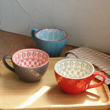 NO20 Seramik El Boyalı Kahve Fincanı Yaratıcı Vintage Fincan Cafe Bar Malzemeleri Kabartmalı Kişilik Kahvaltı Fincan Renkli Handpainted (Yurt Dışından)