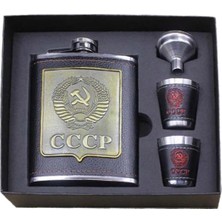 8oz Set 8oz Lüks Paslanmaz Çelik Alkol Cep Şişeleri Votka Viski Şarap Şişesi Bardak Şişe Seti Cccp Gravür Alkol Konteyner Şişesi (Yurt Dışından)