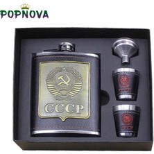 8oz Set 8oz Lüks Paslanmaz Çelik Alkol Cep Şişeleri Votka Viski Şarap Şişesi Bardak Şişe Seti Cccp Gravür Alkol Konteyner Şişesi (Yurt Dışından)