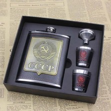 8oz Set 8oz Lüks Paslanmaz Çelik Alkol Cep Şişeleri Votka Viski Şarap Şişesi Bardak Şişe Seti Cccp Gravür Alkol Konteyner Şişesi (Yurt Dışından)