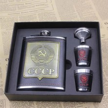 8oz Set 8oz Lüks Paslanmaz Çelik Alkol Cep Şişeleri Votka Viski Şarap Şişesi Bardak Şişe Seti Cccp Gravür Alkol Konteyner Şişesi (Yurt Dışından)