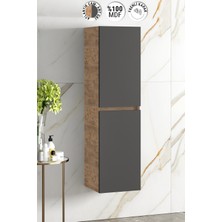 Özceden Yıldız 35*130 cm Atlantik Çam-Antrasit Gri Mat Mdf Asma Banyo Boy Dolabı