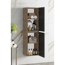 Özceden Yıldız 35*130 cm Atlantik Çam-Antrasit Gri Mat Mdf Asma Banyo Boy Dolabı