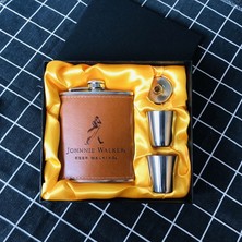Tek-6 Mini 7 Oz Pu Deri Sarılmış Metal Viski Flagon Parlak 304 Paslanmaz Çelik Alkol Huni Cep Şişesi Seti Siyah Hediye Kutusu ile Lppunk (Yurt Dışından)