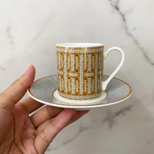 Stil 10 Altın 6 Adet Türk Espresso Bardak Tabakları ile Seramik Bardak Seti Siyah Çay Kahve Mutfak Parti Içecek Eşyası Ev Dekor Hediyeler (Yurt Dışından)