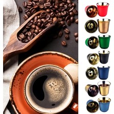 Mavi Çift Duvar Kahve Kupa Bardak Paslanmaz Çelik Sevimli 80 ml Espresso Yalıtım Nespresso Pixie Kahve Kapsül Şekli Termo Kahve Kupaları (Yurt Dışından)