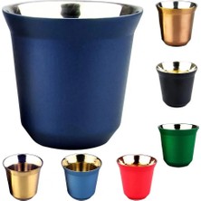 Mavi Çift Duvar Kahve Kupa Bardak Paslanmaz Çelik Sevimli 80 ml Espresso Yalıtım Nespresso Pixie Kahve Kapsül Şekli Termo Kahve Kupaları (Yurt Dışından)