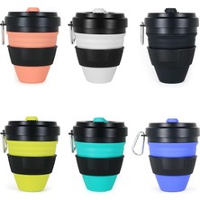 STYLE2WHITEBLUE 450 ml Katlanır Silikon Bardak Kupalar Katlanabilir Kahve Kamp Pipetli Bardak Kapaklı Spor Şişe Kanca Genişletilebilir Haşlanma Korumalı Yeniden Kullanılabilir (Yurt Dışından)