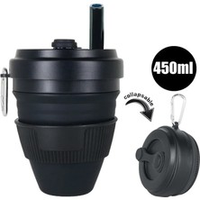 STYLE2WHITEBLUE 450 ml Katlanır Silikon Bardak Kupalar Katlanabilir Kahve Kamp Pipetli Bardak Kapaklı Spor Şişe Kanca Genişletilebilir Haşlanma Korumalı Yeniden Kullanılabilir (Yurt Dışından)
