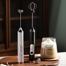 Beyaz Standı ile Ev Elektrikli Süt Köpürtücü Çırpma Yumurta Çırpıcı USB Şarj Edilebilir El Kahve Blender Süt Çalkalayıcı Mikser Köpürtücü Gıda Blender (Yurt Dışından)