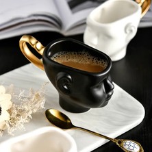 Beyaz 200-400ML Iskandinav Dekor Yaratıcı Yüz Şekli Porselen Bardak ve Tabak Seramik Basit Çay Takımları Modern Tasarım Kahve Fincanları (Yurt Dışından)
