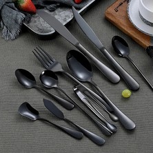 LF1HSDINNERFORK1PC Paslanmaz Çelik Sofra Ayna Çatal Bıçak Kaşık Seti Siyah Mutfak Seti Yemek Kaşık ve Çatal Yemek Takımı Sofra Ev Sofra Takımı (Yurt Dışından)