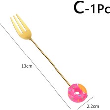 C Sevimli Paslanmaz Çelik Kaşık Çatal Versiyonu Gökkuşağı Lolipop Donut Macaron Tatlı Kaşıkları Kek Meyve Çatalları Sofra Mutfak Kaynağı (Yurt Dışından)