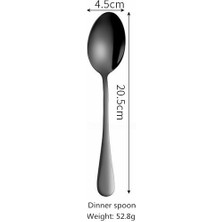 LF1HSDINNERSPOON1PC Paslanmaz Çelik Sofra Ayna Çatal Bıçak Kaşık Seti Siyah Mutfak Seti Yemek Kaşık ve Çatal Yemek Takımı Sofra Ev Sofra Takımı (Yurt Dışından)