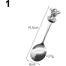 Ayı Kaşığı Paslanmaz Çelik Ayı Kaşık Çatal Ayı Saplı Mutfak Sofra Sütlü Içecek Karıştırma Kaşık Tatlı Kek Araçları Çatal Bıçak Kaşık Seti (Yurt Dışından)