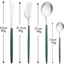 4 Adet Yeşil Gümüş Mat Siyah Sofra Paslanmaz Çelik Sofra Çatal Bıçak Takımları Yemek Bıçağı Meyve Çatalı Buz Kaşığı Mutfak Aksesuarları Ev Için (Yurt Dışından)