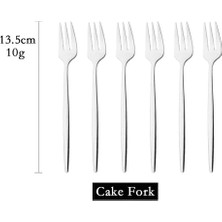 Gümüş 6 Adet Yemek Takımı Seti Beyaz Altın Kek Meyve Çatal Çatal Bıçak Kaşık Seti Paslanmaz Çelik Sofra Takımı Ayna Ev Aperatif Salata Çatalı Sofra Seti (Yurt Dışından)