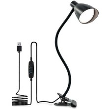 YHome LED Clip Masa Lambası HL-TJ8010A-7, 3 Dişli Karartma, 9.5cm (Siyah) (Yurt Dışından)