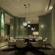 YHome Yaratıcı Otel Çalışma Işığı Yatak Odasında Ayarlanabilir Cam Avize Yemek Odası Lamba Tavan Aydınlatma Nordic Postmodern Restoran Yeşil Yaprak Tahıl Cam Avize - (Yurt Dışından)