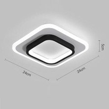 YHome 24W LED Üç Renkli Dimmable Kare Tavan Işığı, Yatak Odası Için Grafik Demir Gövde Tavan Işığı, Koridor, Balkon (Yurt Dışından)